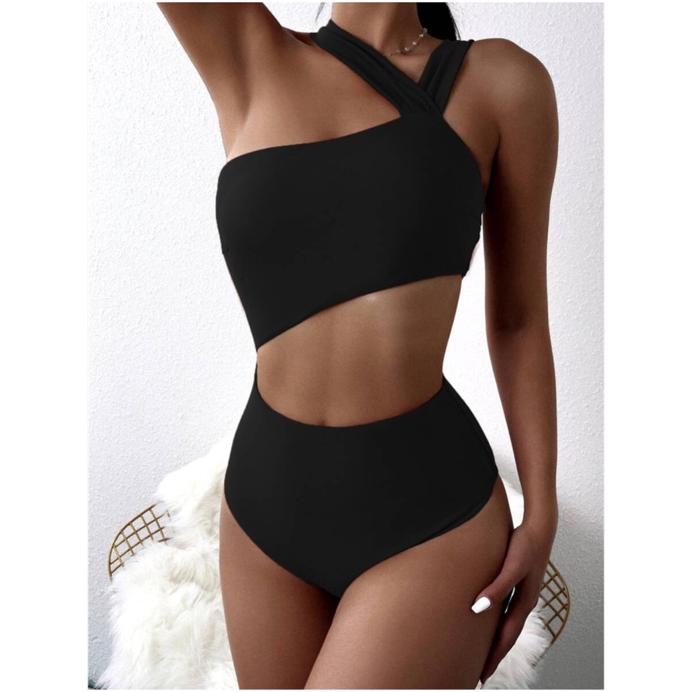 Red cut out high waist strappy monokini One Piece Swim - Picture 5 of 9